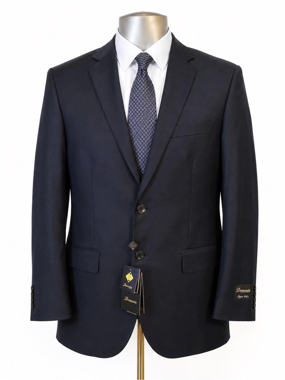 NWT Mens 38S Dark Blue Sport Coat Blazer Silk Lined Two Button Tailored Jacket